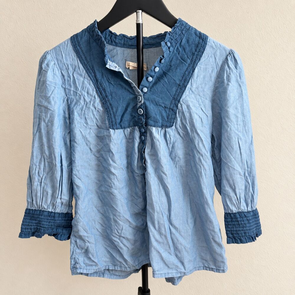 Y2K Boho & Now Limited Edition Blue Babydoll Blouse